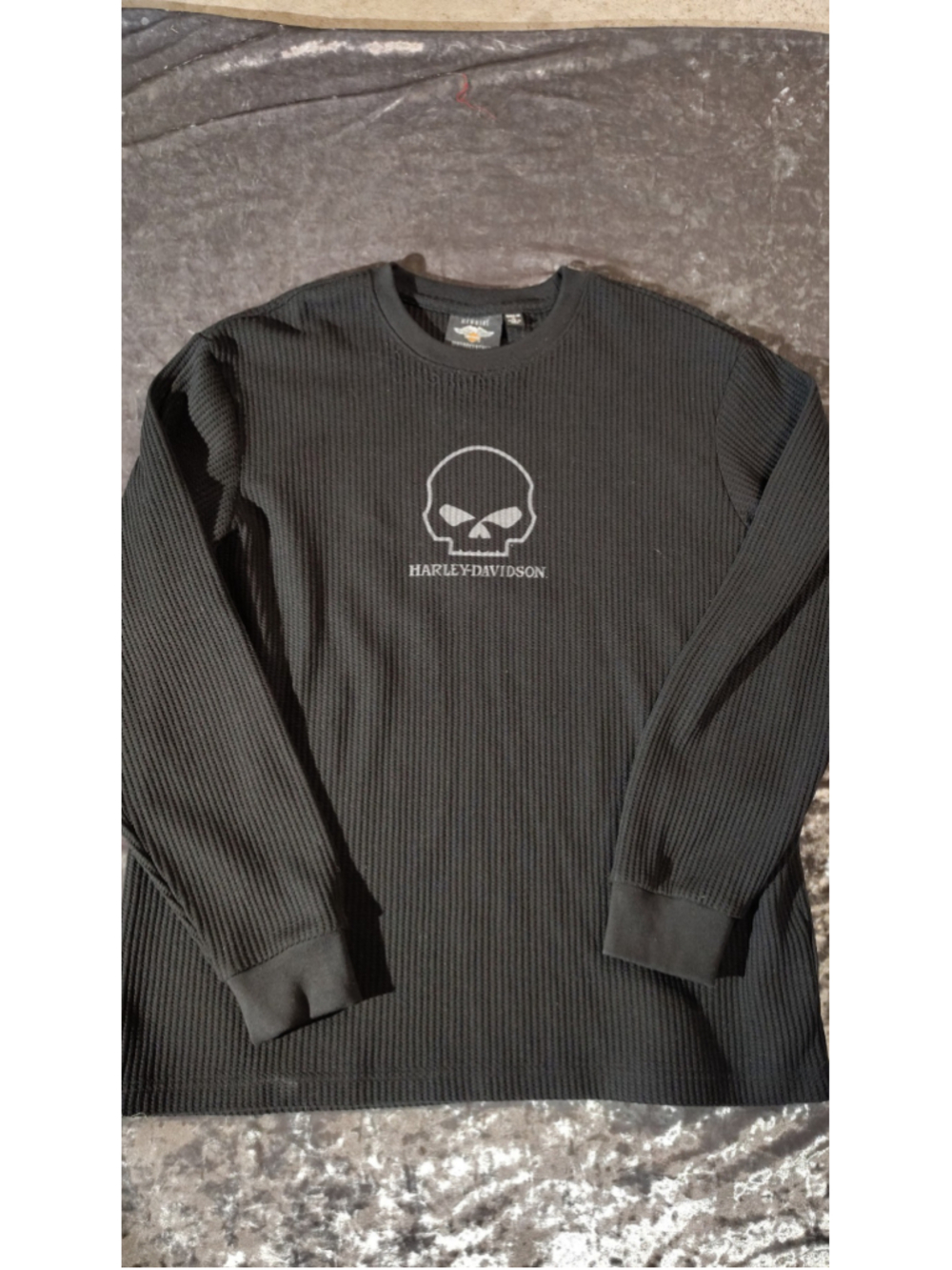 Men's Harley-Davidson Long Sleeve Waffle Knit Tee Black XL